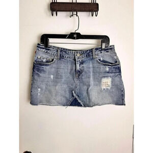 Destressed Denim Mini Skirt Size 15 #0640
